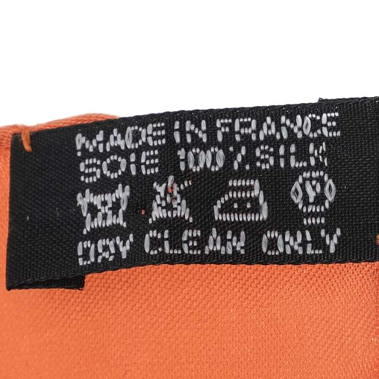 Pre Owned Hermès Orange Faconnee Grand H Silk Pocket Square