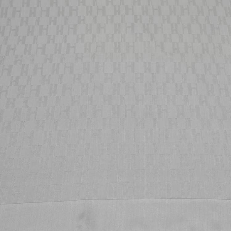 Pre Owned Hermès Grey Faconnee Grand H Silk Pocket Square