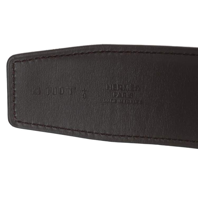 Pre Owned Hermes Black/Moka Box and Swift Leather Constance Reversible Belt 100CM