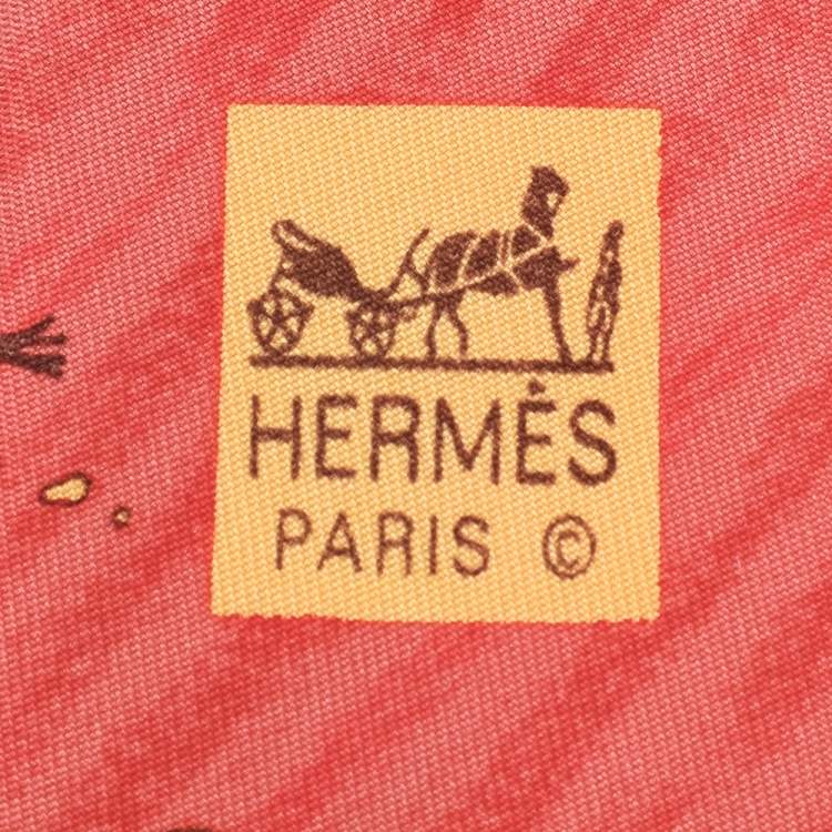مملوكة مسبقًا Hermes Orange Pegasus Printed Silk Tie 