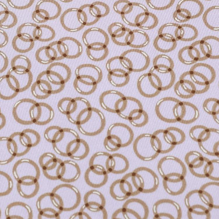 Pre Owned Hermes Lilac Interlocking Rings Printed Silk Jacquard Tie