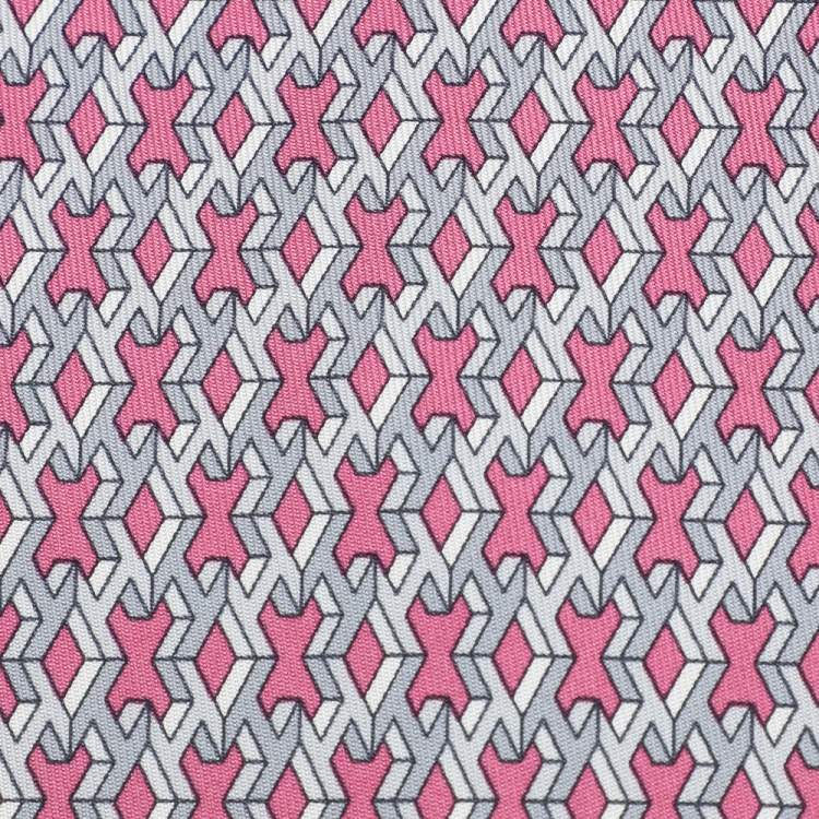 Pre Owned Hermes Pink H Patterned Silk Tie