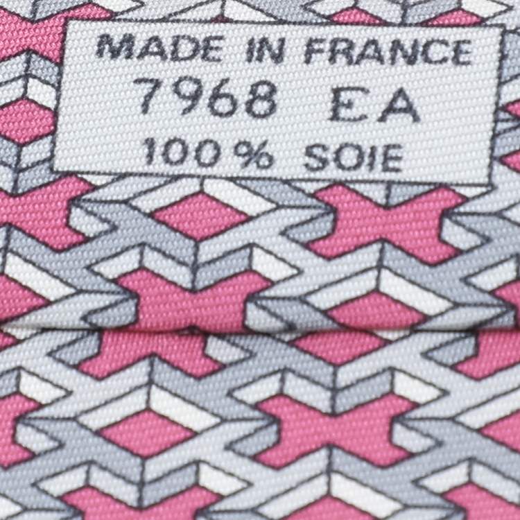 Pre Owned Hermes Pink H Patterned Silk Tie