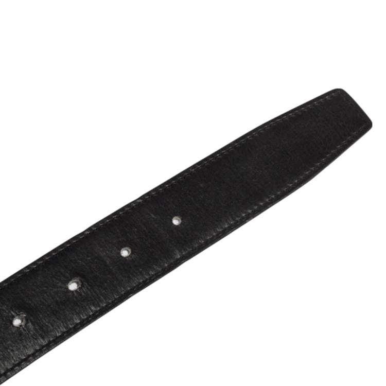 Pre Owned Hermes Black/Bleu Jean Togo and Chamonix H Buckle Reversible Belt 105CM