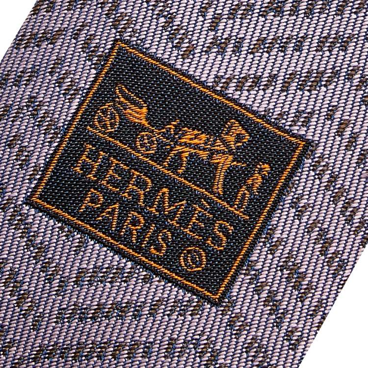 Pre Owned Hermès Purple  Chevron Patterned Silk Jacquard Tie