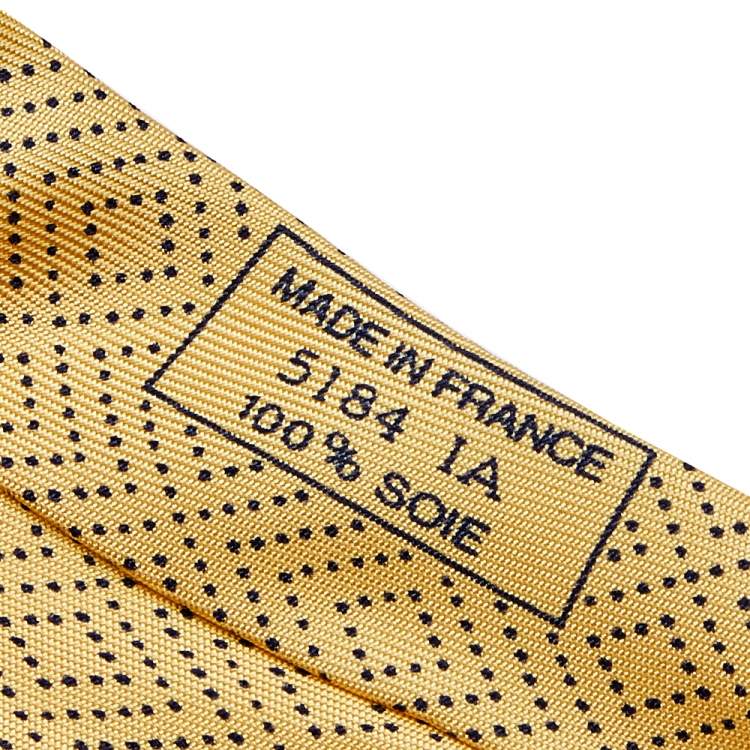 Pre Owned Hermes Yellow Diamond Printed Silk Tie