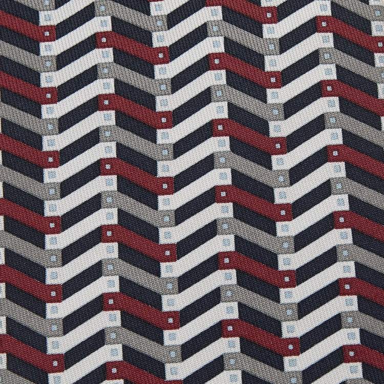Pre Owned Hermes Multicolor Printed Silk Narrow Tie