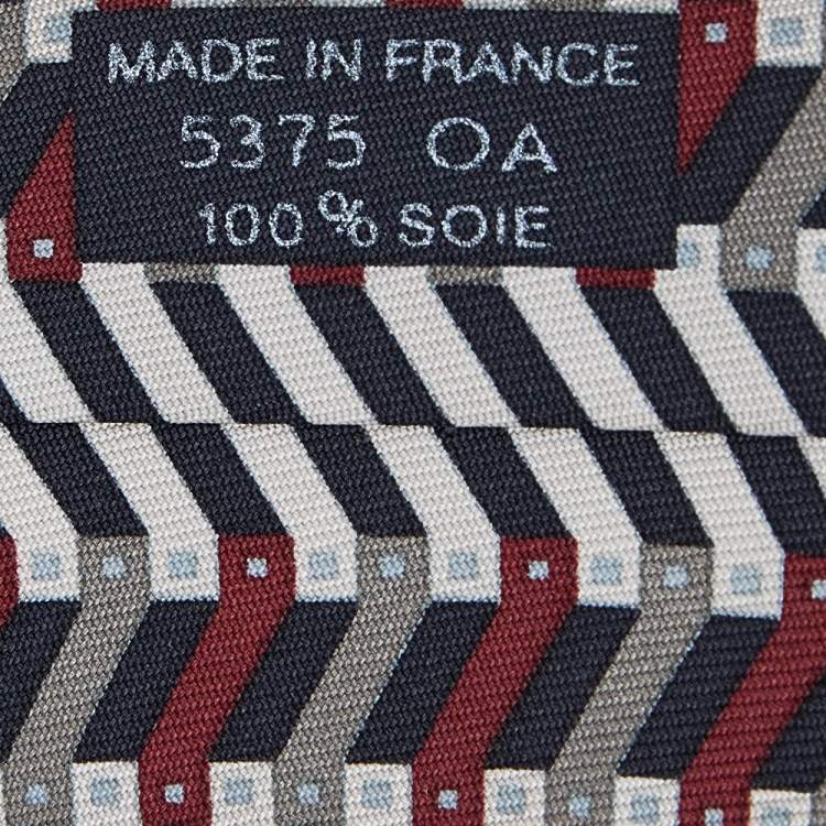 Pre Owned Hermes Multicolor Printed Silk Narrow Tie