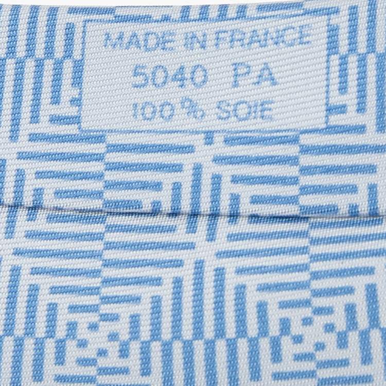 Pre Owned Hermes Blue Op Art Diamond Printed Silk Tie