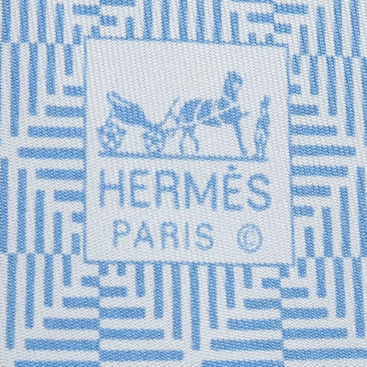 Pre Owned Hermes Blue Op Art Diamond Printed Silk Tie