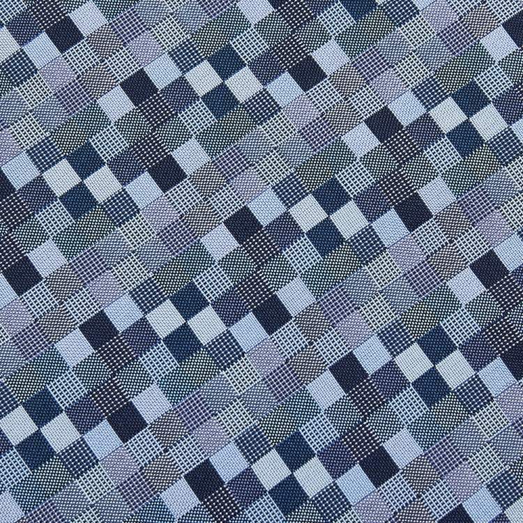 Pre Owned Hermes Navy Blue Basket Weave Pattern Silk Jacquard Tie