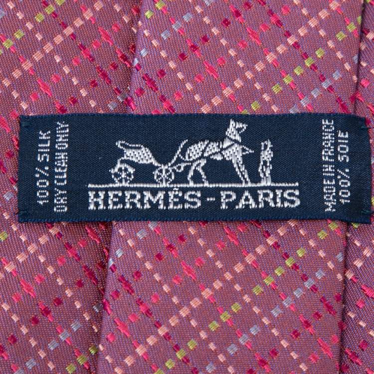 Pre Owned Hermes Iridescent Purple Jacquard Silk Tie