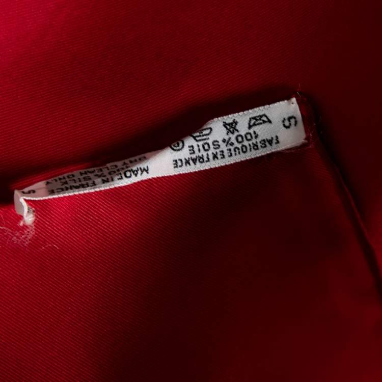Pre Owned Hermes Red Silk Pocket Square