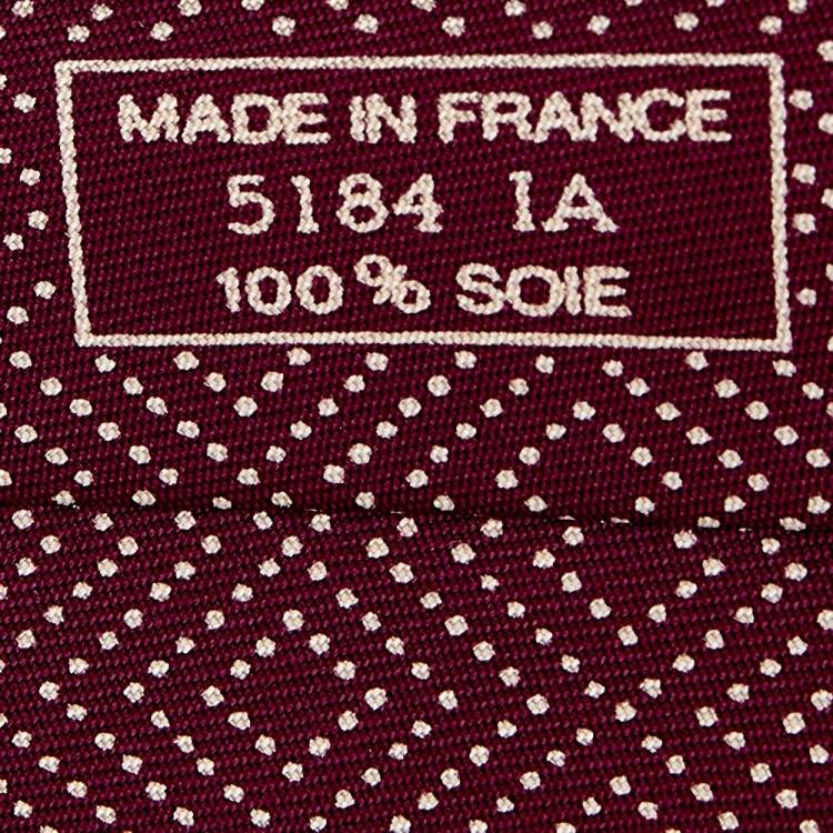 Pre Owned Hermes Burgundy Printed Silk Tie