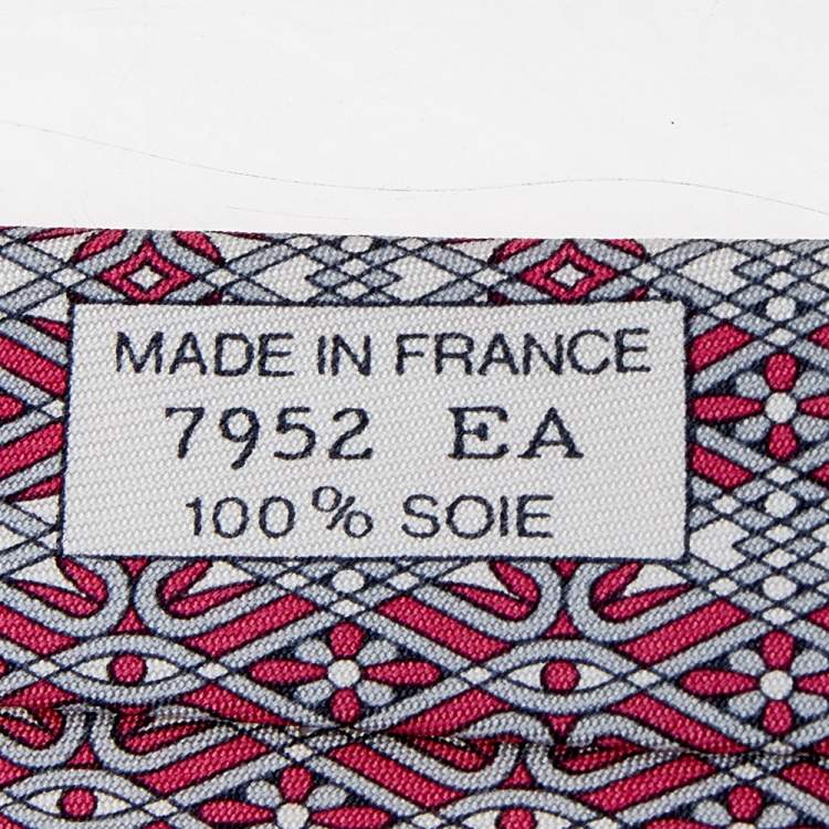Pre Owned Hermes Pink Orbits Printed Silk Tie