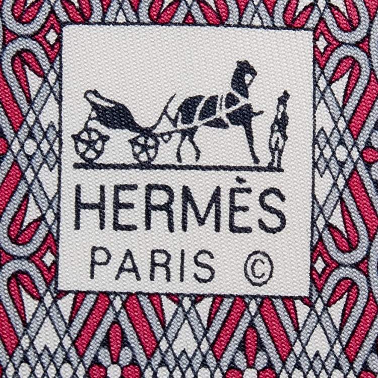 Pre Owned Hermes Pink Orbits Printed Silk Tie
