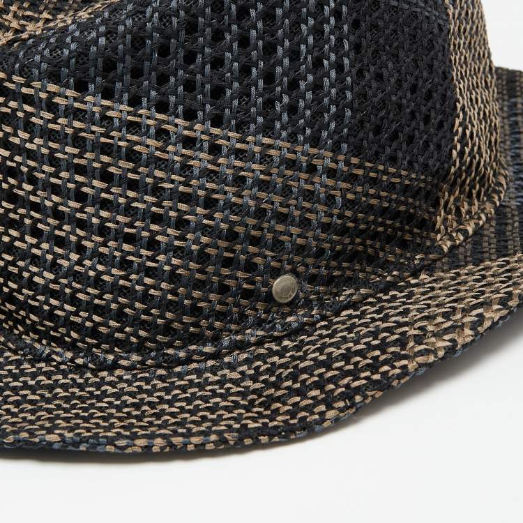 Pre Owned Hermes Blue & Beige Hemp Claudio Hat
