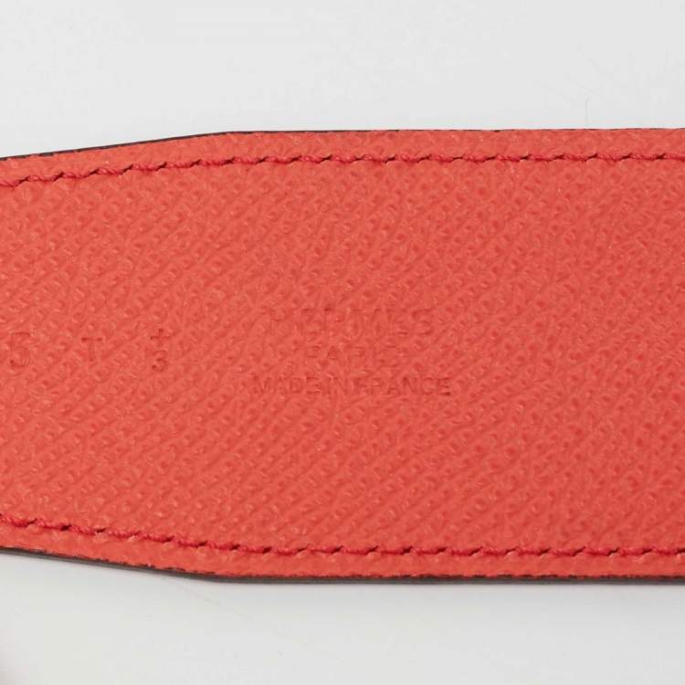 Pre Owned Hermes Rouge Casaque/Rose Jaipur Epsom Leather H Buckle Belt 85CM