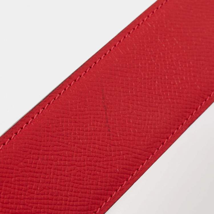 Pre Owned Hermes Rouge Casaque/Rose Jaipur Epsom Leather H Buckle Belt 85CM