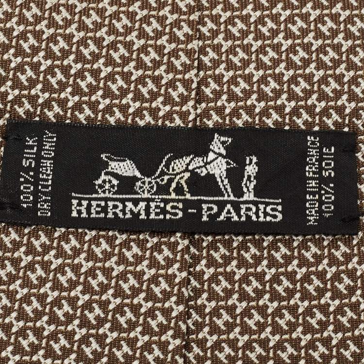 Pre Owned Hermès Beige H Pattern Silk Tie