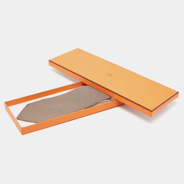 Pre Owned Hermès Beige H Pattern Silk Tie