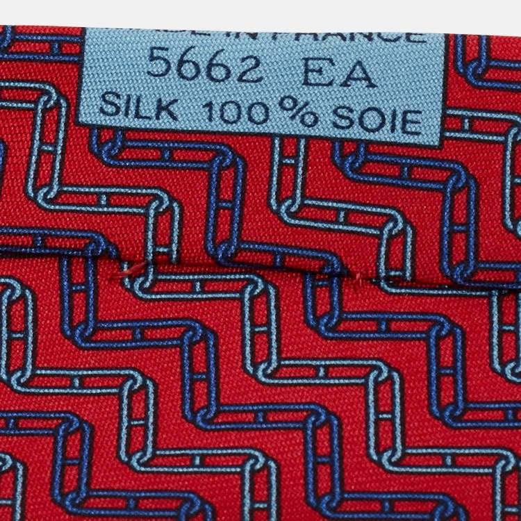Pre Owned Hermes Pink Patterned Silk Tie