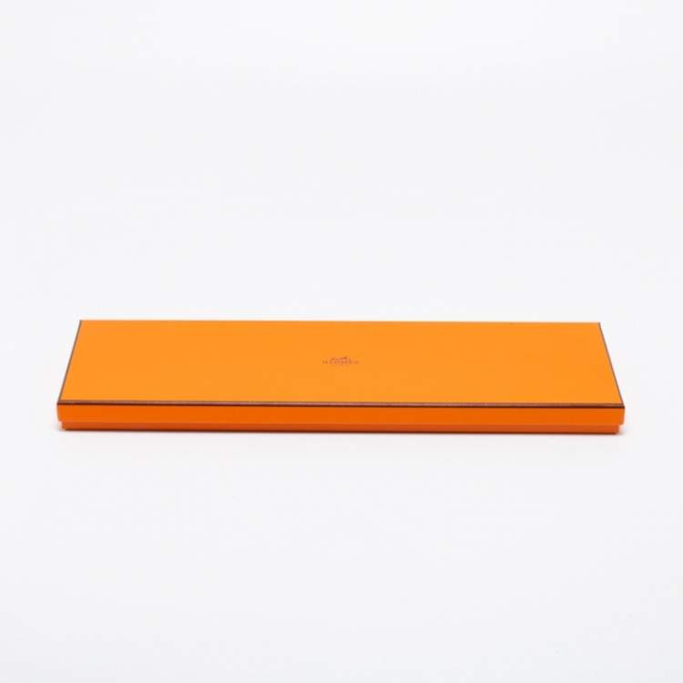 Pre Owned Hermes Orange Animal Printed Silk Tie