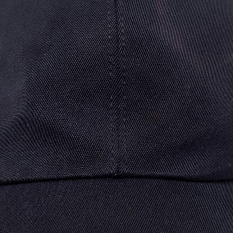 Pre Owned Hermes Navy Blue Cotton Twill Riley H Droit Baseball Cap 