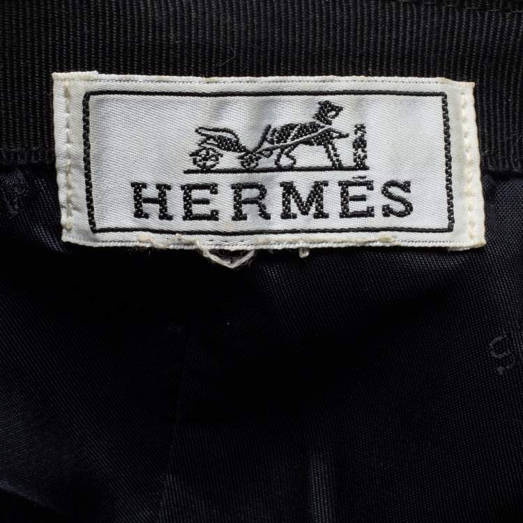 Pre Owned Hermes Navy Blue Cotton Twill Riley H Droit Baseball Cap 