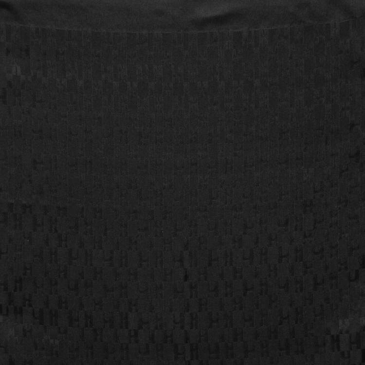مملوكة مسبقًا Hermès Black Grand H Jacquard Silk Pocket Square 