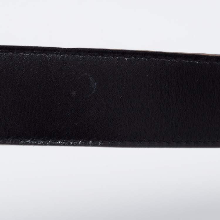 Pre Owned Hermes Noir/Chocolat Box and Togo Leather H Buckle Reversible Belt 100 CM