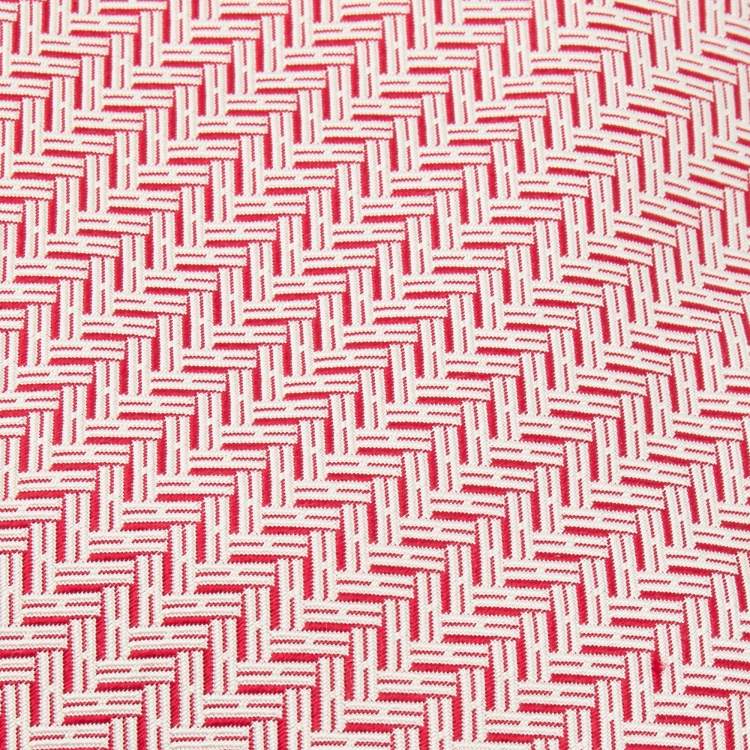 Pre Owned Hermès Red & White Chevron Jacquard Silk Tie