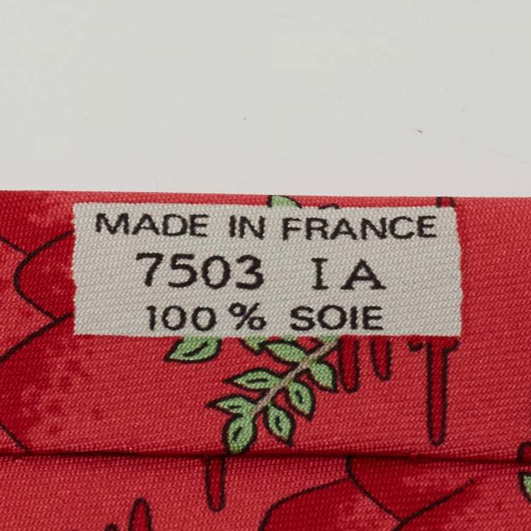 Pre Owned Hermes Pink Printed Silk Classic Tie 