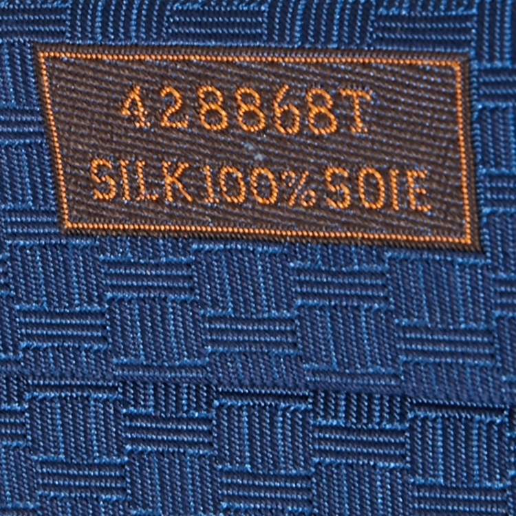 Pre Owned Hermes Royal Blue Patterned Jacquard Classic Tie