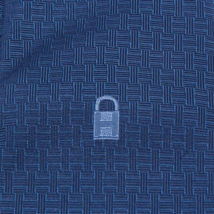 Pre Owned Hermes Royal Blue Patterned Jacquard Classic Tie