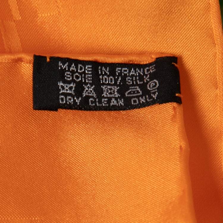 Pre Owned Hermès Orange Silk Pocket Square