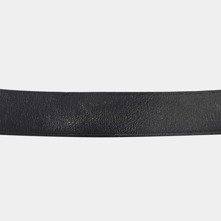 Pre Owned Hermes Leather Palladium Plated Reversible Bracelet