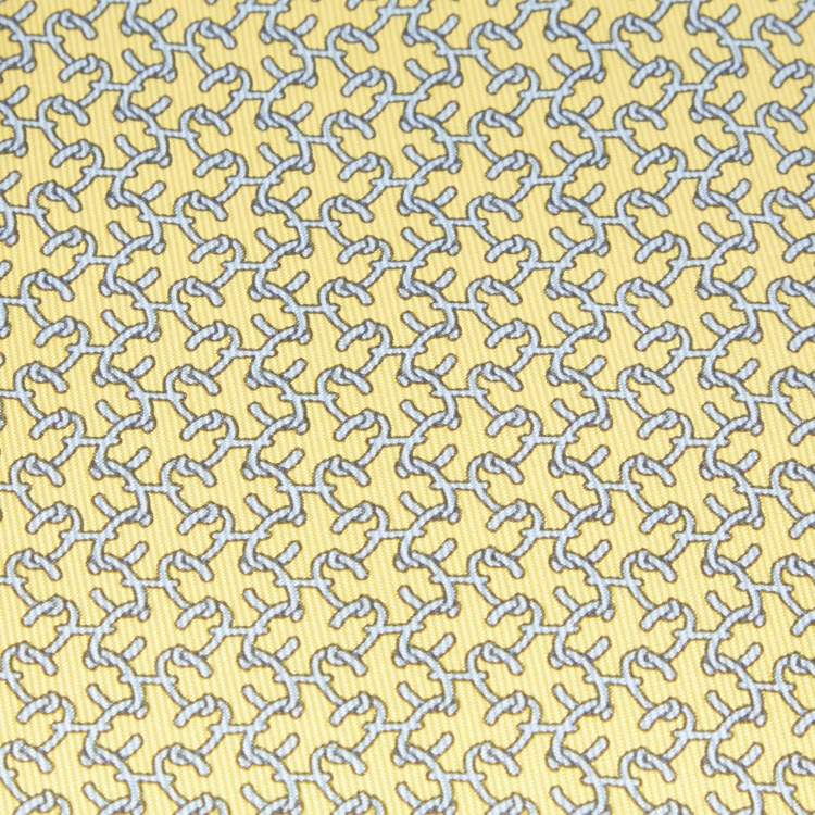 مملوكة مسبقًا Hermes Yellow H Italique Printed Silk Tie