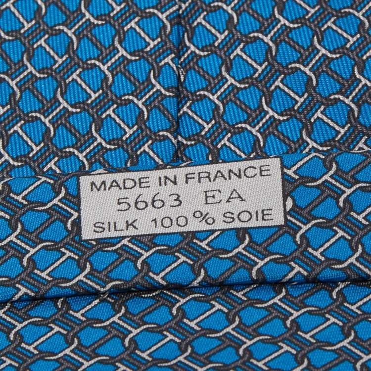 مملوكة مسبقًا Hermes Blue Chaine d'Ancre Silk Tie