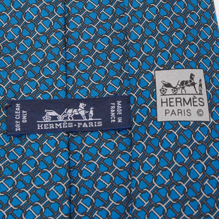 مملوكة مسبقًا Hermes Blue Chaine d'Ancre Silk Tie
