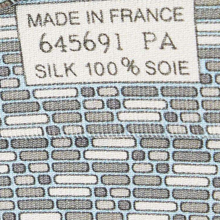 Pre Owned Hermes Grey/Blue Printed Silk Tie