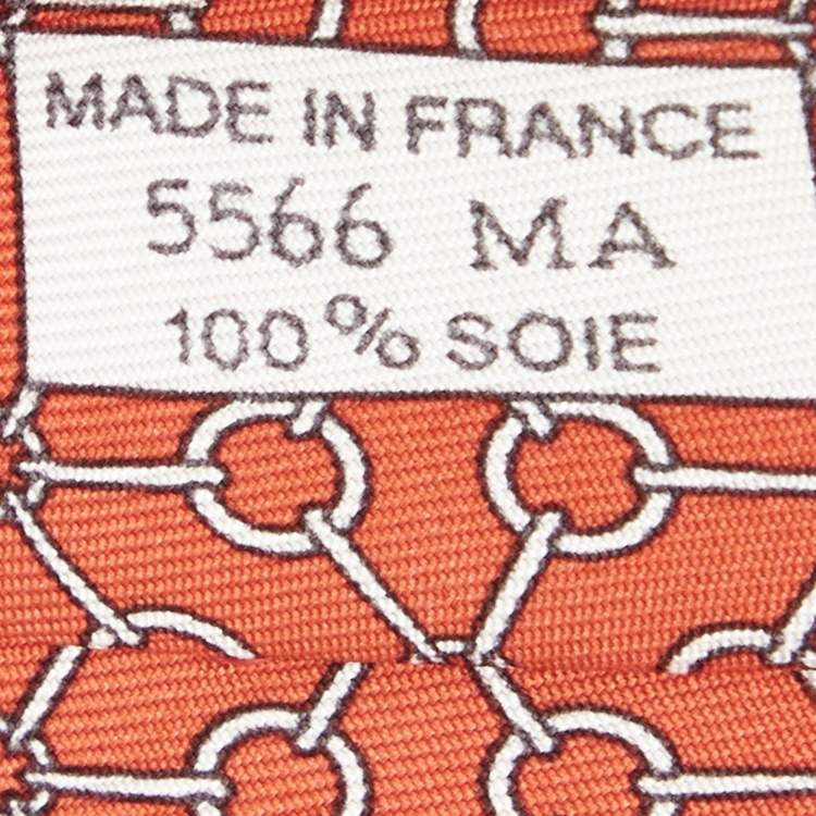 مملوكة مسبقًا Hermes Orange Printed Silk Tie
