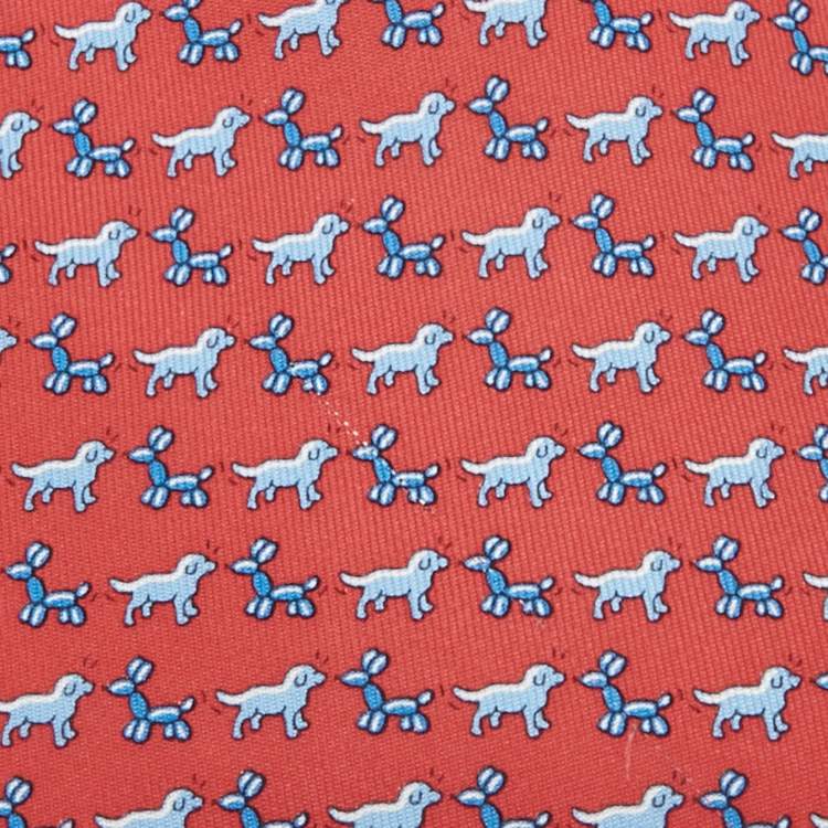 مملوكة مسبقًا Hermes Red Dog Print Silk Tie