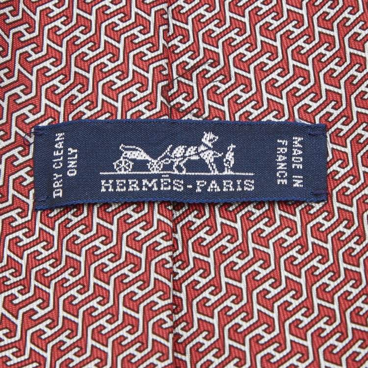 مملوكة مسبقًا Hermes Red H'Scalator Silk Tie  