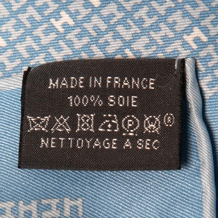 Pre Owned Hermes Blue H Print Silk Pocket Square