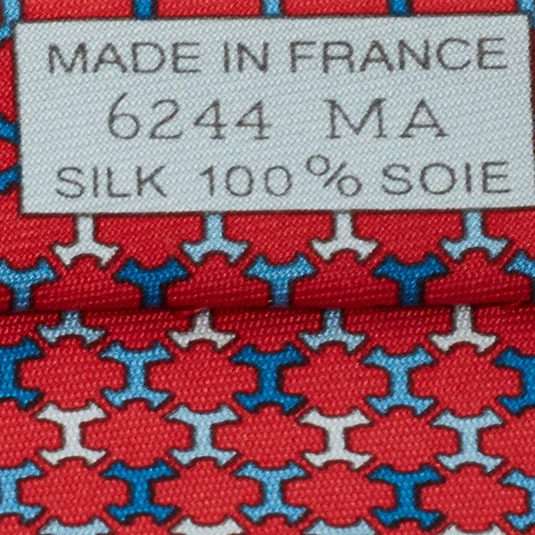 Pre Owned Hermes Red 7 H Street Silk Tie