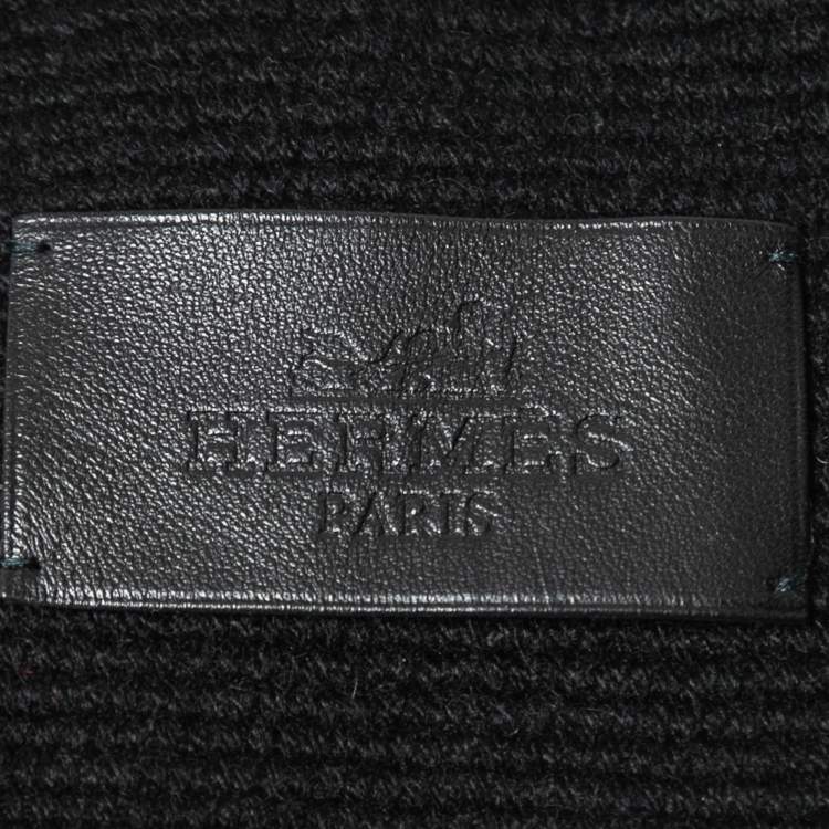 Pre Owned Hermes Black Colorblock Chevron Cashmere Muffler