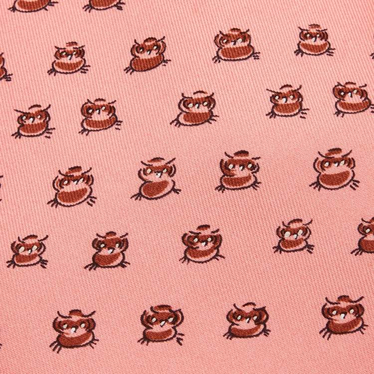 Pre Owned Hermes Pink Owl Print Silk Tie
