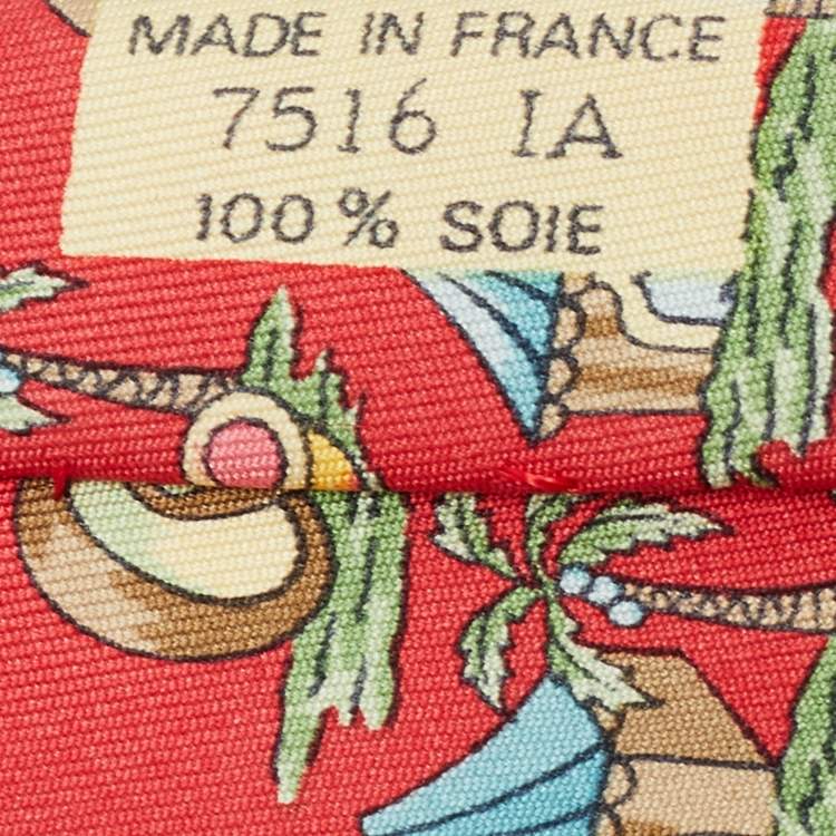 مملوكة مسبقًا Hermes Red Tropical Island Printed Silk Tie