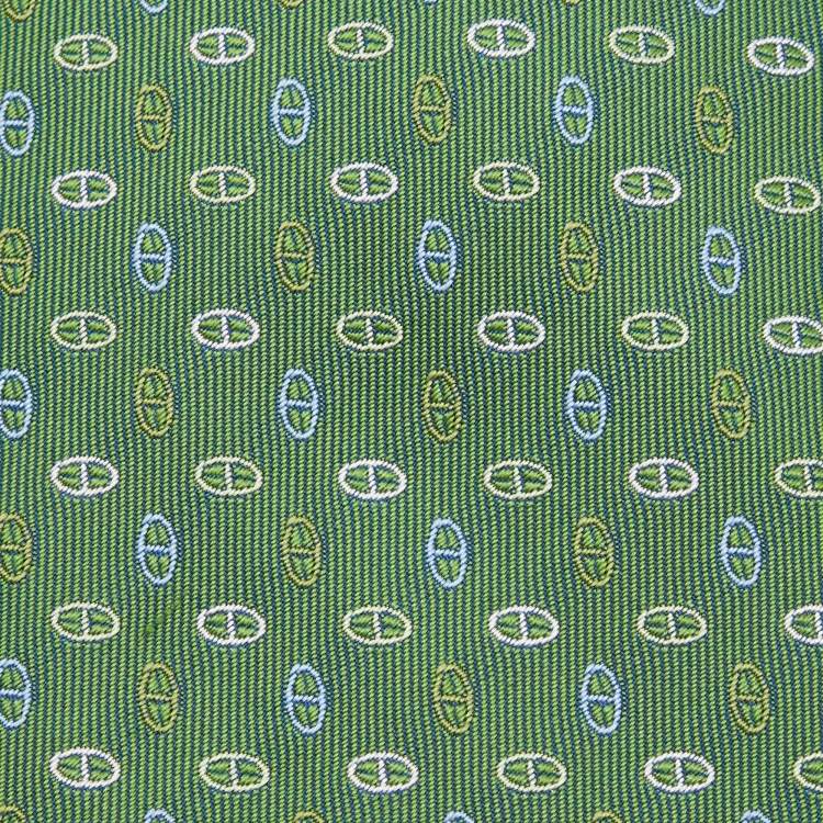 Hermes Olive Green Tie jacquard silk